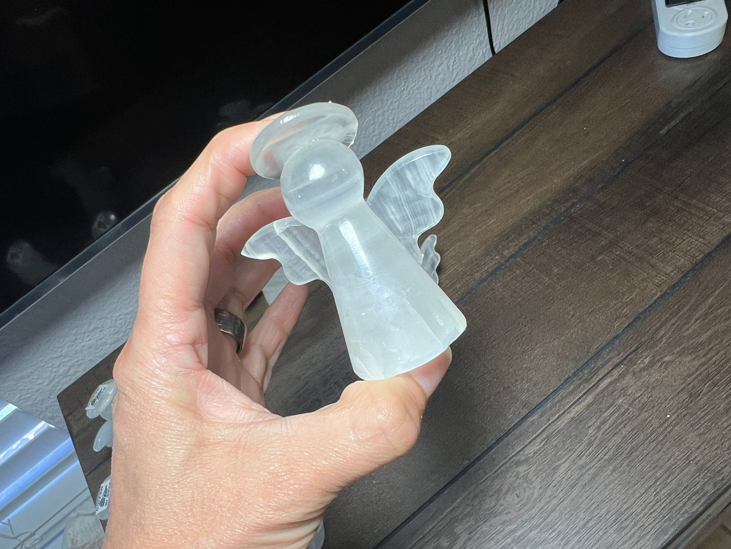 Crystal Angel Carving /Onyx Angels 3" tall/Halo Angels/White Onyx Angels /Decorative Angel /Hand Carved