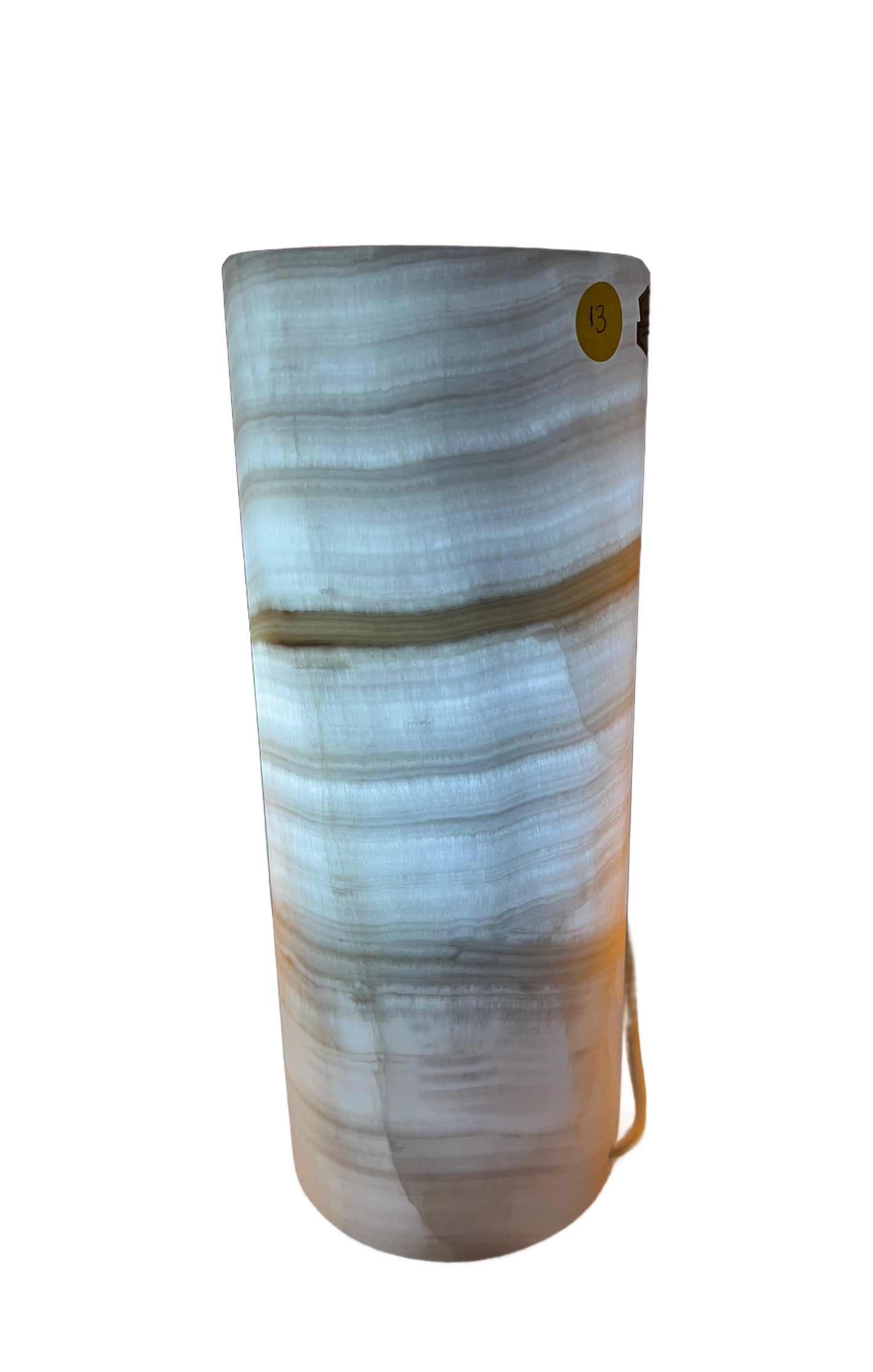Translucent White Onyx Pillar Cylinder Lamp/Elegant Stone Lamp/ Table Lamp/One of a kind  Lamp/Exquisite Lamp/Night Lamp12X5"Gift for her
