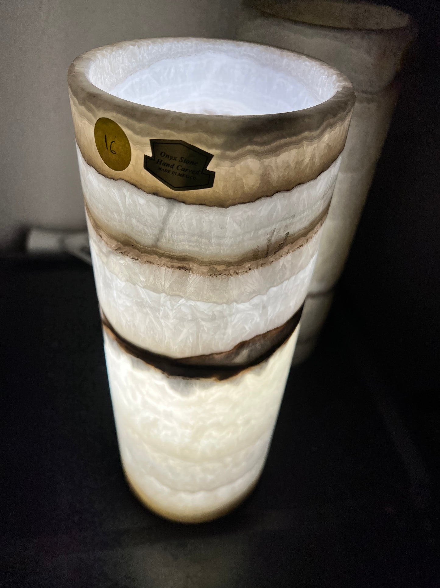 Crystal Cylinder Lamps /Onyx Lamp/Hand Carved Lamp/Desk Lamp/Night Lamp/ 12""5" Beautiful Cylinder Lamp