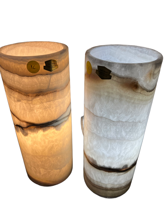 Crystal Cylinder Lamps /Onyx Lamp/Hand Carved Lamp/Desk Lamp/Night Lamp/ 12""5" Beautiful Cylinder Lamp