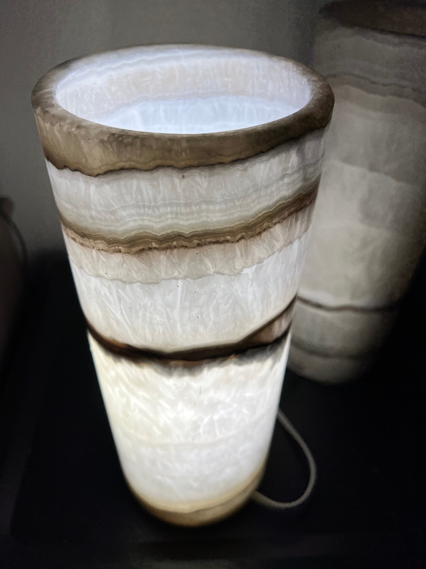 Crystal Cylinder Lamps /Onyx Lamp/Hand Carved Lamp/Desk Lamp/Night Lamp/ 12""5" Beautiful Cylinder Lamp