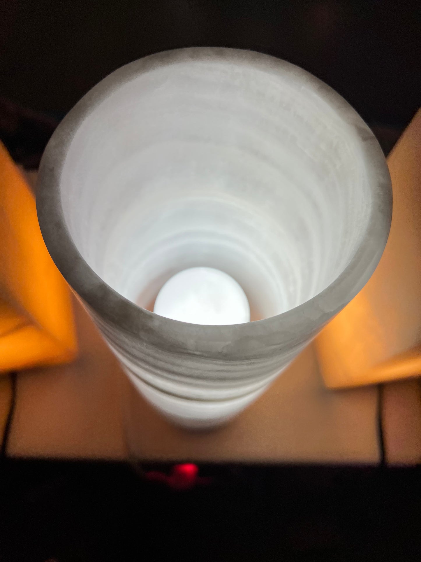 Translucent White Onyx Pillar Cylinder Lamp/Elegant Stone Lamp/ Table Lamp/One of a kind  Lamp/Exquisite Lamp/Night Lamp12X5"Gift for her