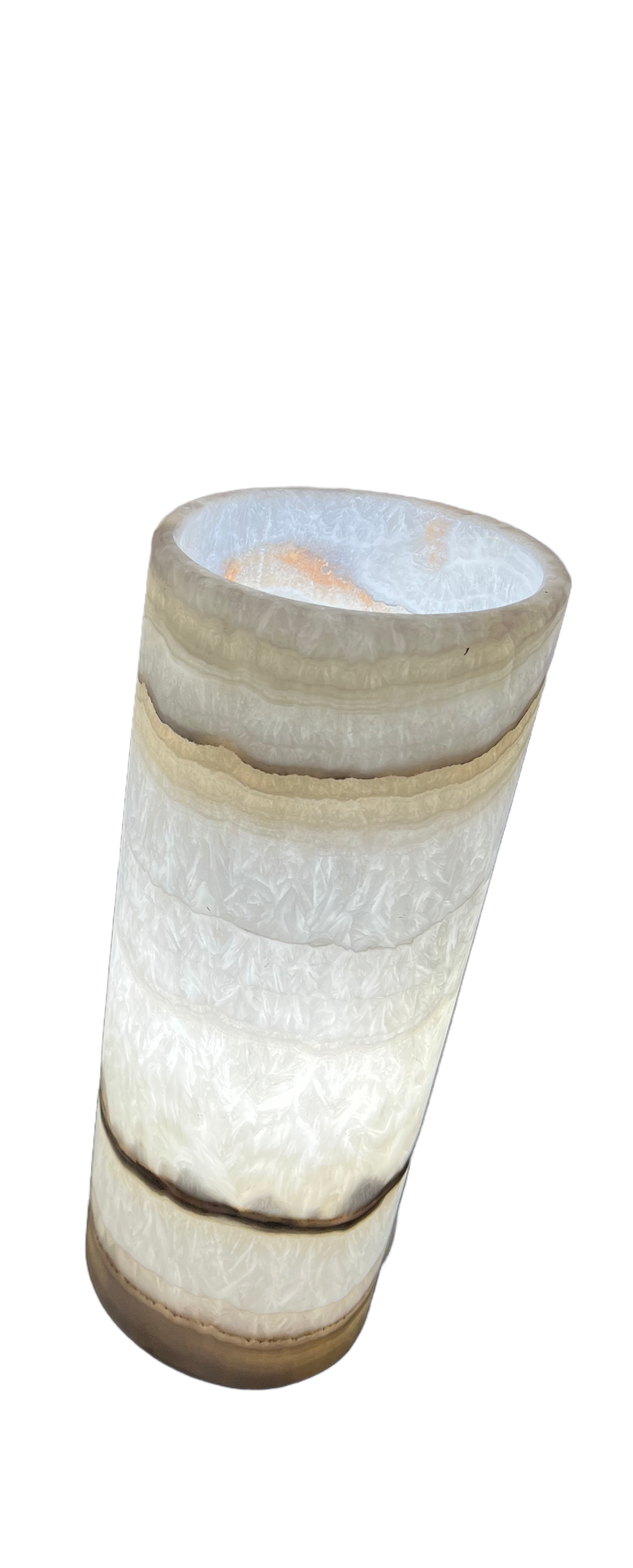 Crystal Cylinder Lamps /Onyx Lamp/Hand Carved Lamp/Desk Lamp/Night Lamp/ 12""5" Beautiful Cylinder Lamp