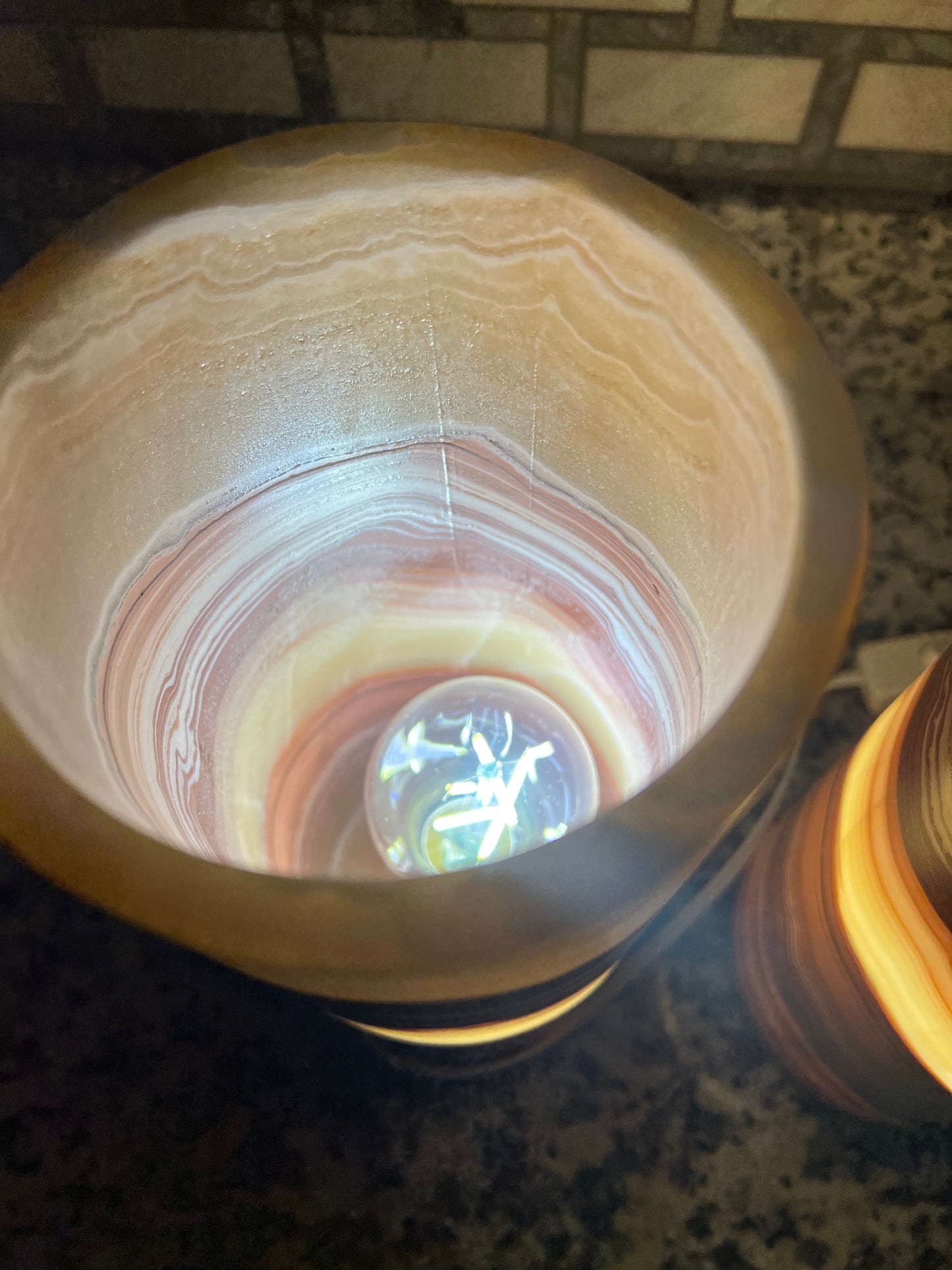 Petite Tangerine Cylinder Onyx Lamp 12"X5"/Crystal Lamp/Crystal tower lamp/Desk Lamp/Nightstand Lamp/Stone Lamp/Beautiful Lamp