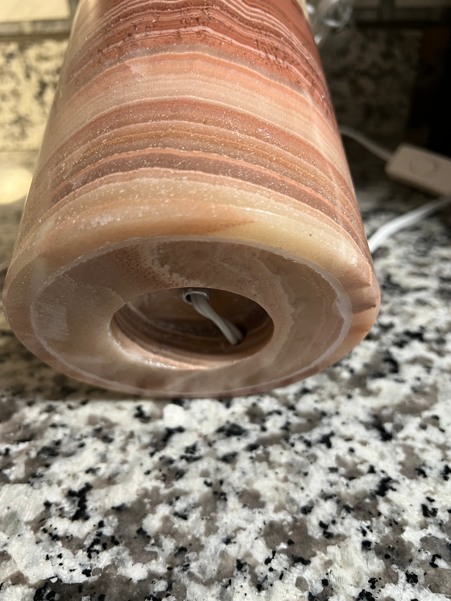 Petite Tangerine Cylinder Onyx Lamp 12"X5"/Crystal Lamp/Crystal tower lamp/Desk Lamp/Nightstand Lamp/Stone Lamp/Beautiful Lamp