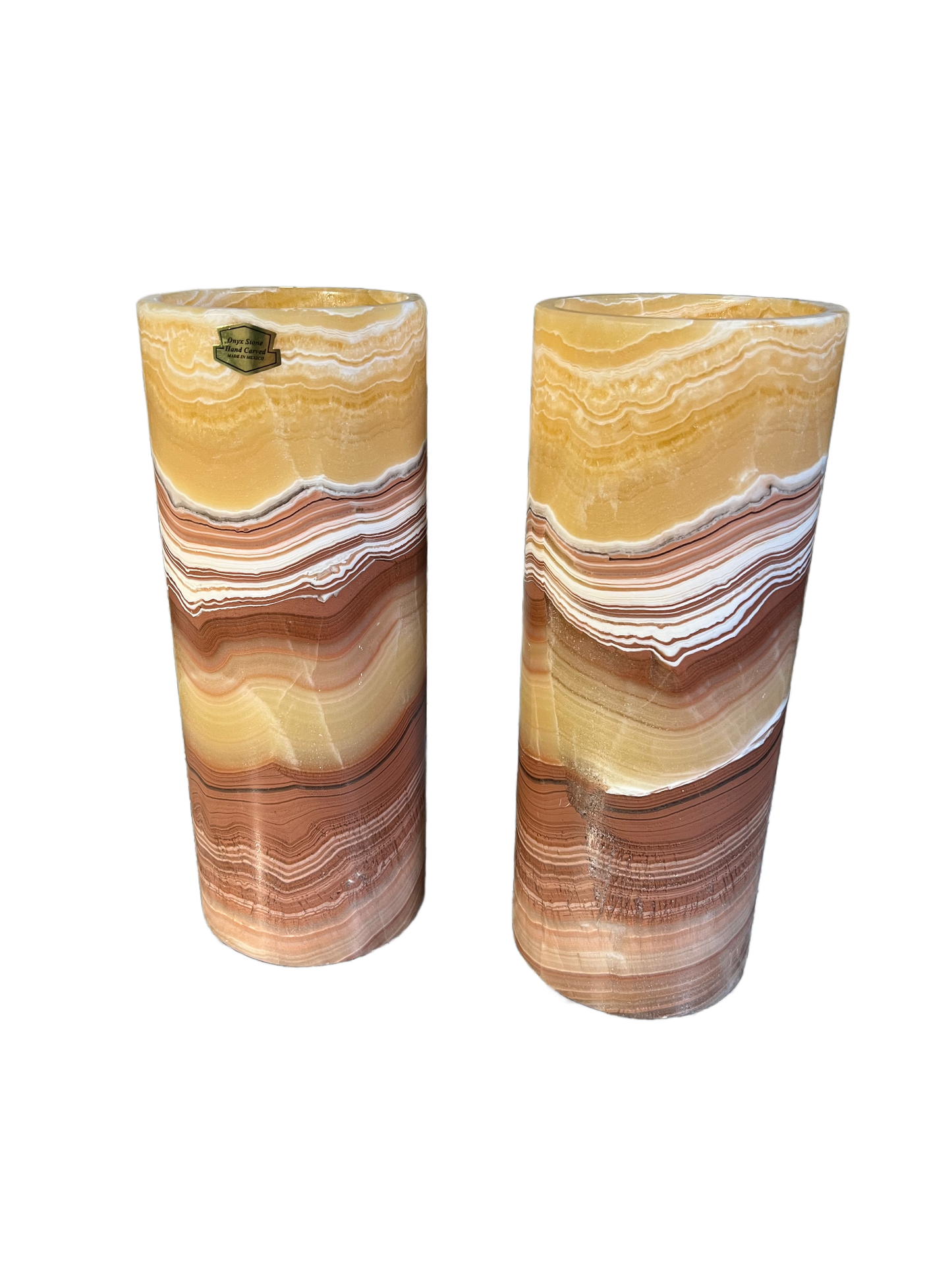 Petite Tangerine Cylinder Onyx Lamp 12"X5"/Crystal Lamp/Crystal tower lamp/Desk Lamp/Nightstand Lamp/Stone Lamp/Beautiful Lamp