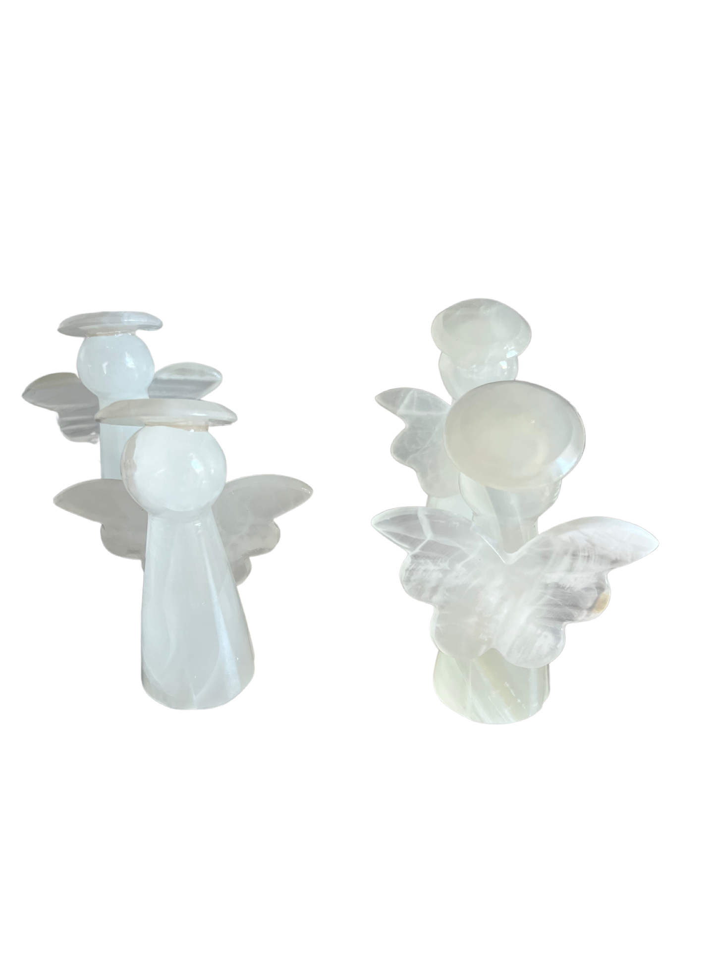 Hand Carved Banded Amber Onyx Angels 4" tall/yellow /brown onyx Angel Figurines/Angel Carving/Carved Onyx/Halo/Crystal Carved Angel/Crystal