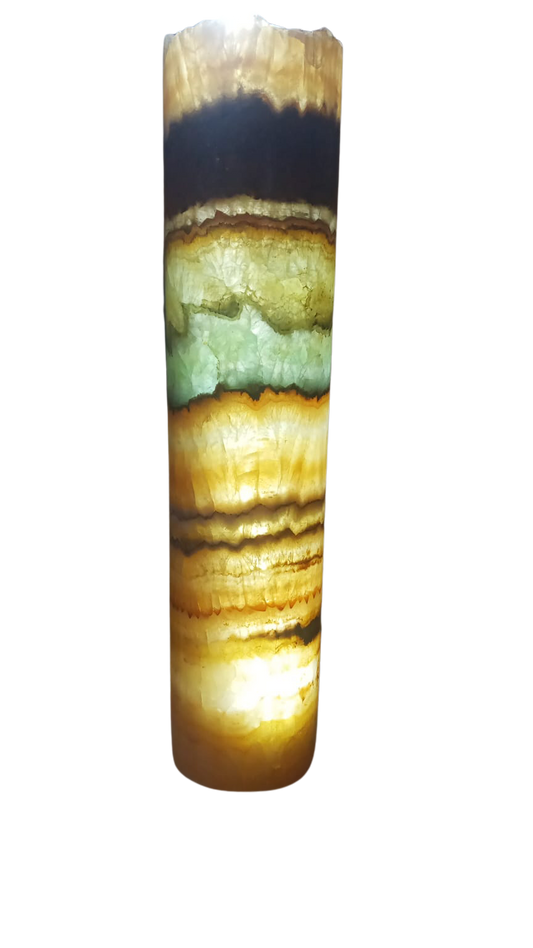 Multi Color Onyx with Calcite Cylinder Desk Lamp
