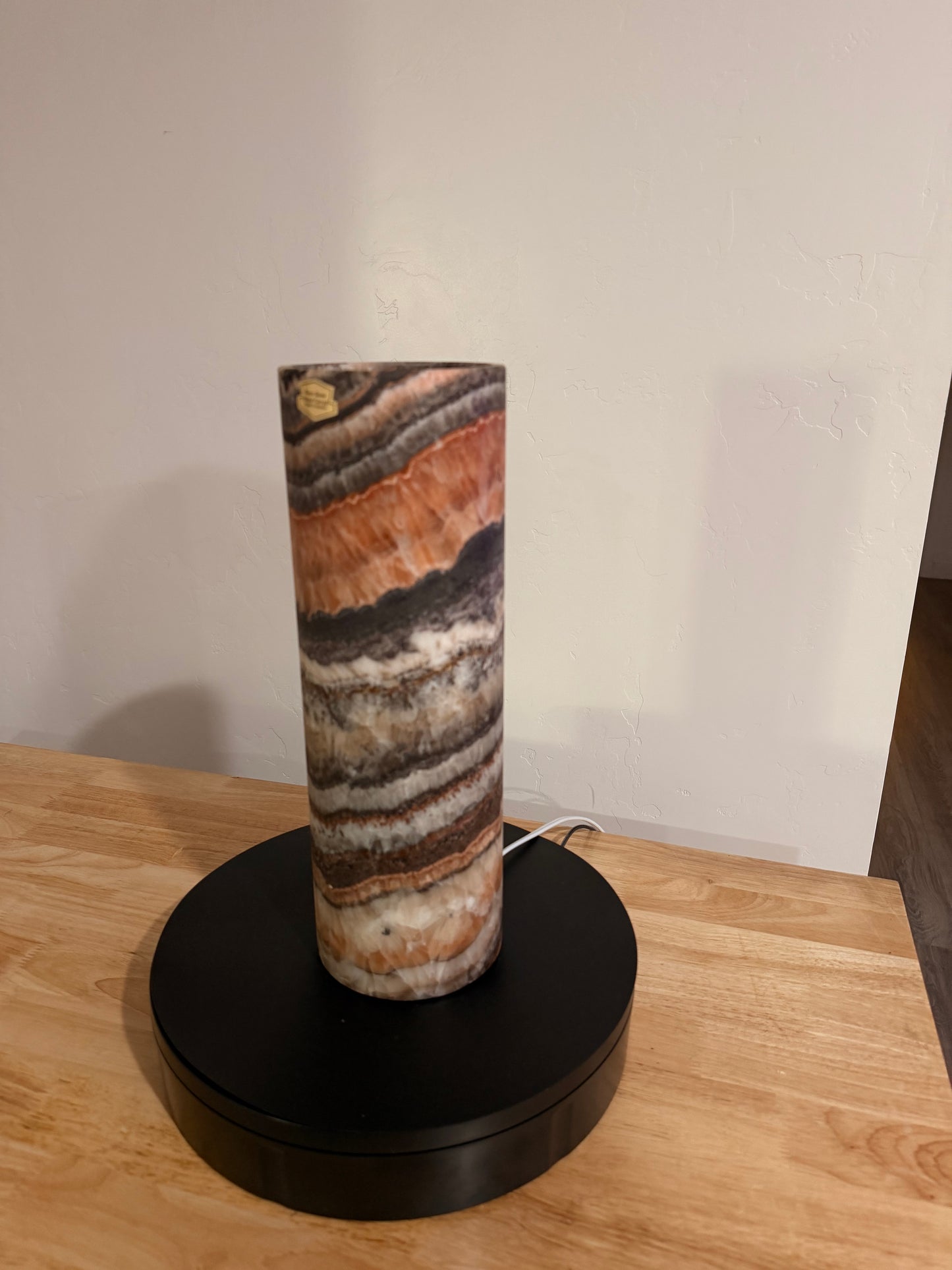 13" Tall Desk Night Light Multicolor Onyx Cylinder Lamp