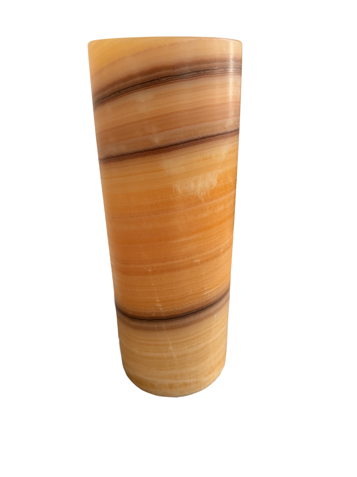 Petite Tangerine Cylinder Onyx Lamp 12"X5"/Crystal Lamp/Crystal tower lamp/Desk Lamp/Nightstand Lamp/Stone Lamp/Beautiful Lamp