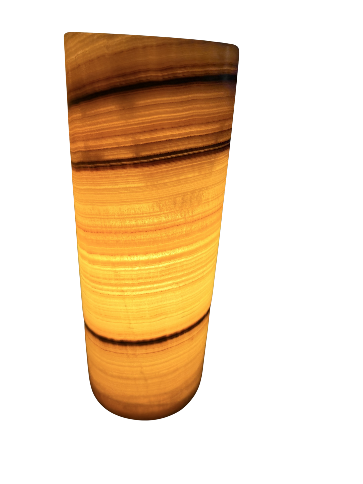 Petite Tangerine Cylinder Onyx Lamp 12"X5"/Crystal Lamp/Crystal tower lamp/Desk Lamp/Nightstand Lamp/Stone Lamp/Beautiful Lamp