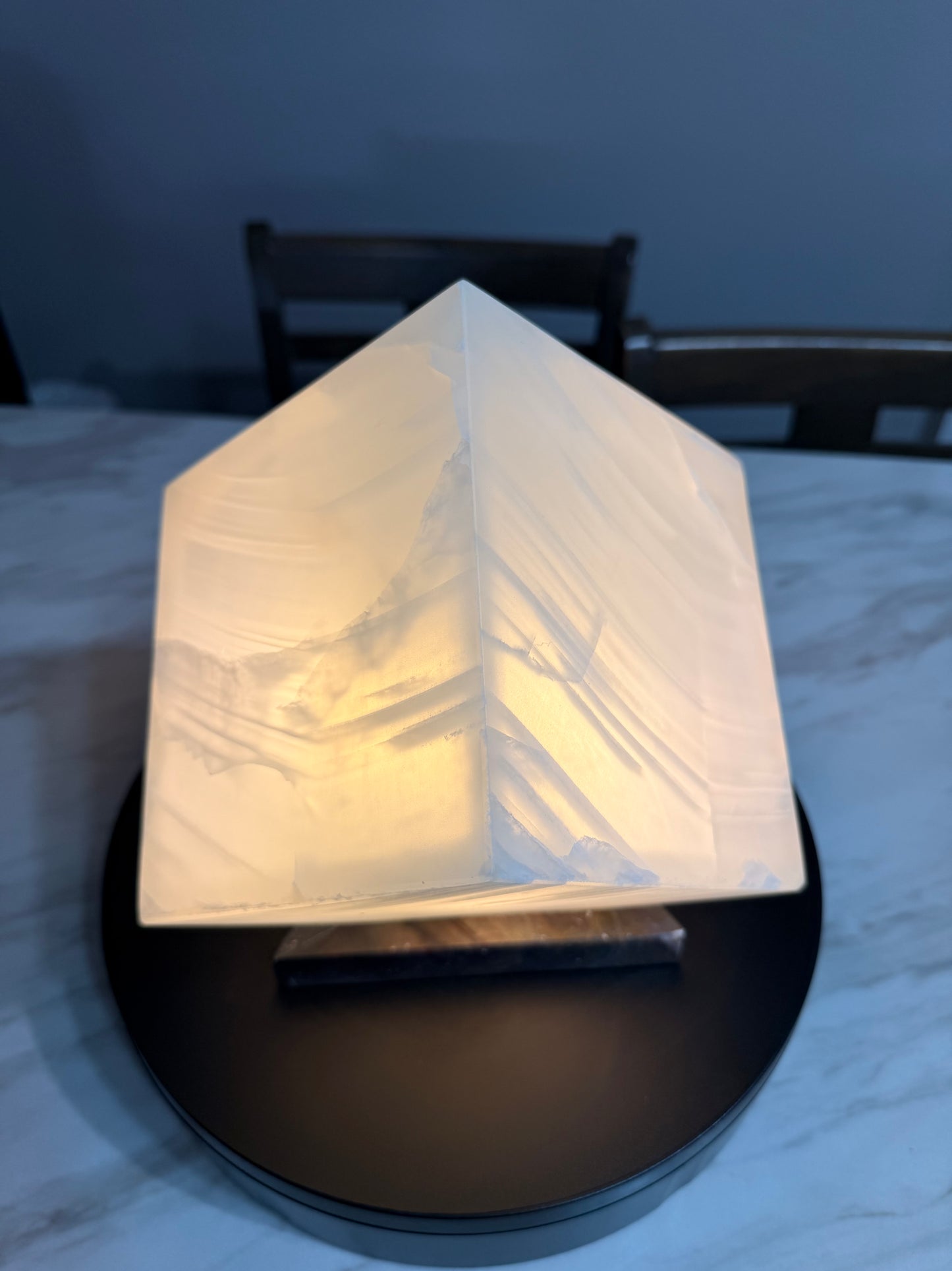 Elegant Cube Shape Night Light   /Translucent White Onyx Lamp  /Fancy Stone Lamp/ Table Lamp/One of a kind Stone Lamp/6"X6"X 6"