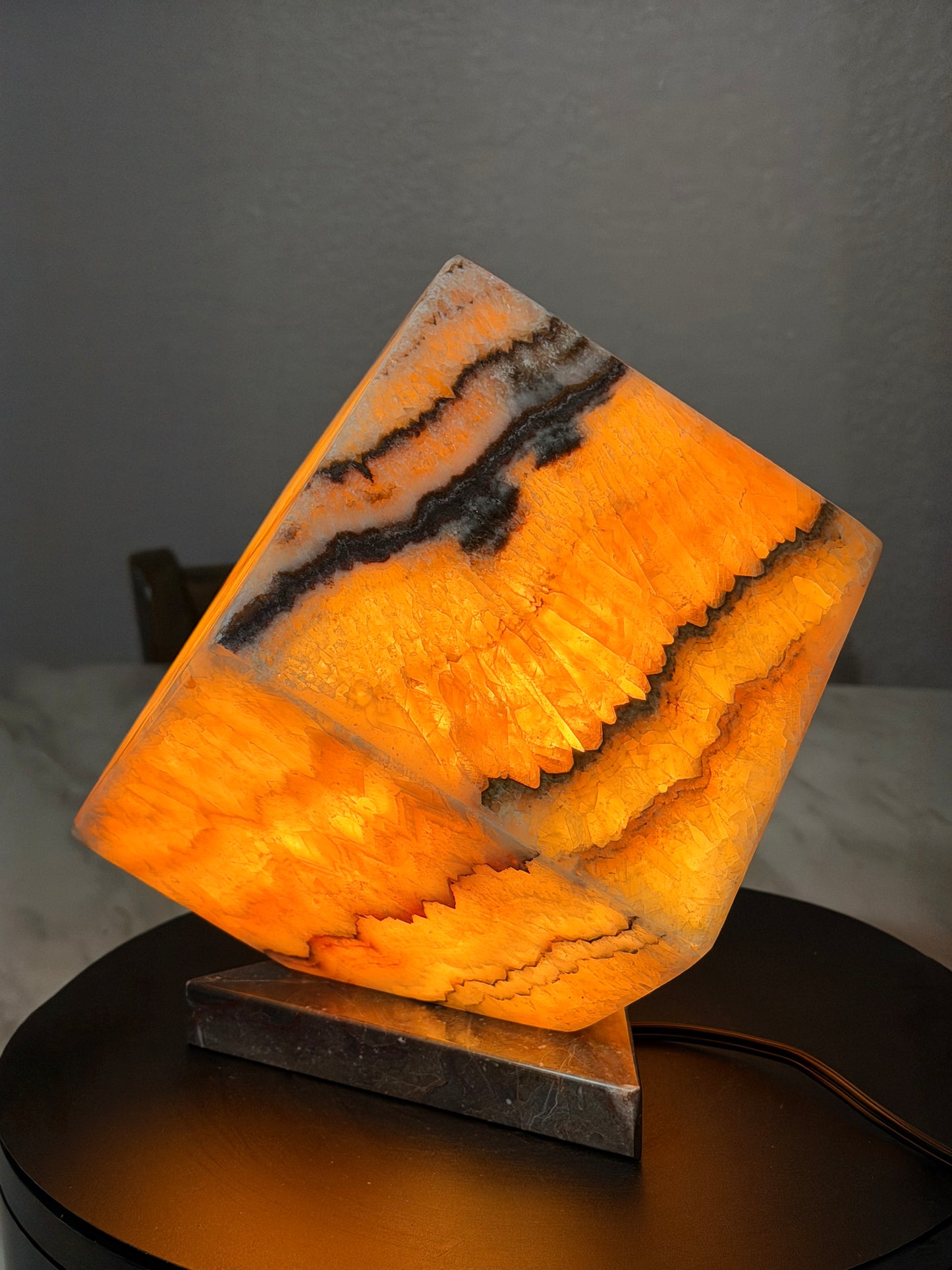 Golden Honey Onyx -Multi Color Onyx Cube Shape Lamp 6"X6"X6"" /Cute Stone Light/Night Lamp/Desk Lamp/Living Room Lamp