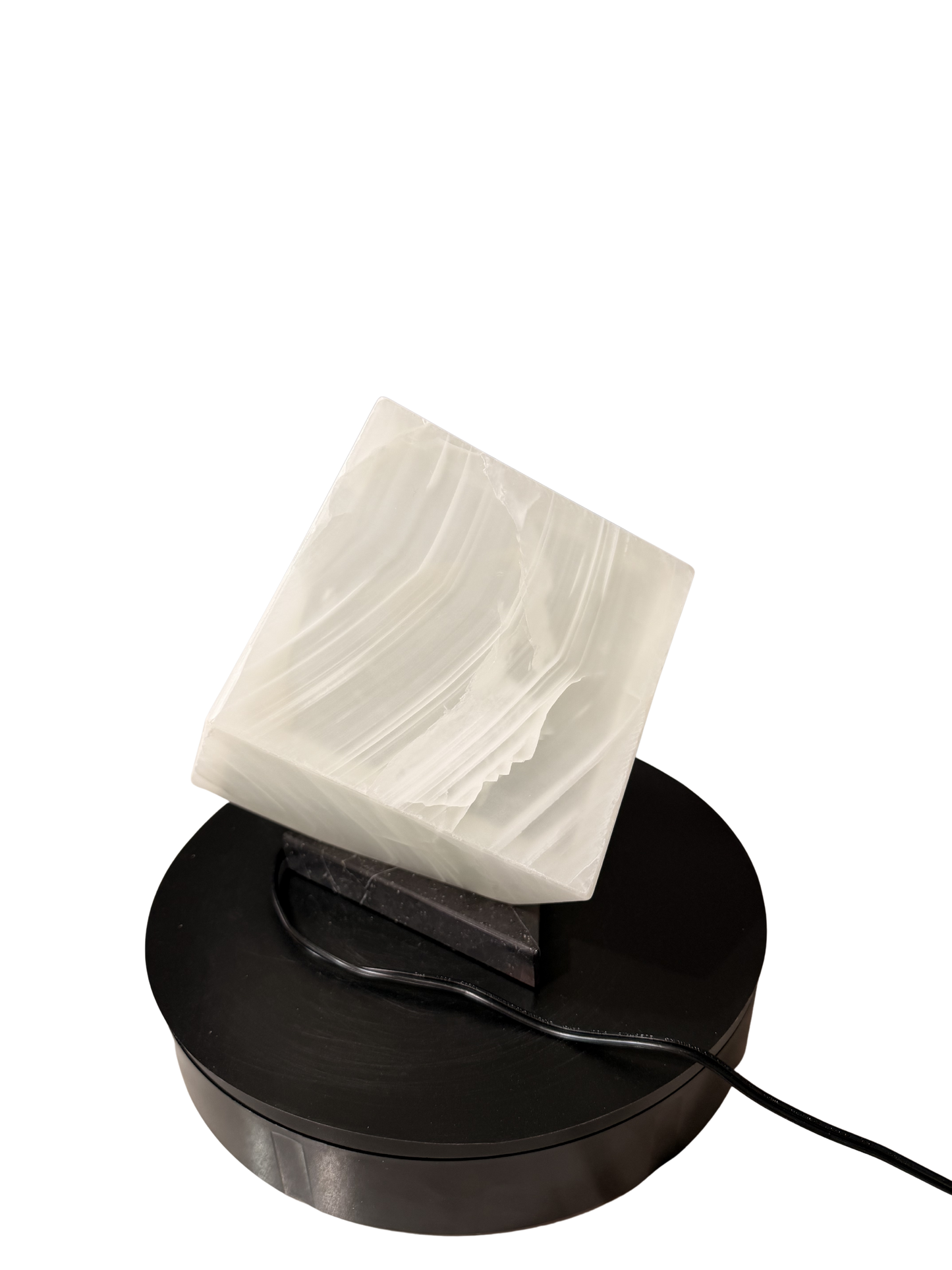 Elegant Cube Shape Night Light   /Translucent White Onyx Lamp  /Fancy Stone Lamp/ Table Lamp/One of a kind Stone Lamp/6"X6"X 6"