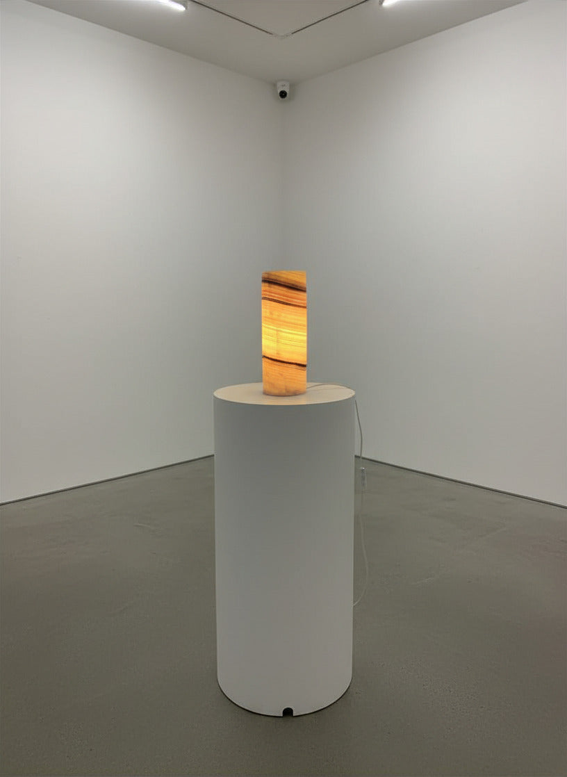 Petite Tangerine Cylinder Onyx Lamp 12"X5"/Crystal Lamp/Crystal tower lamp/Desk Lamp/Nightstand Lamp/Stone Lamp/Beautiful Lamp