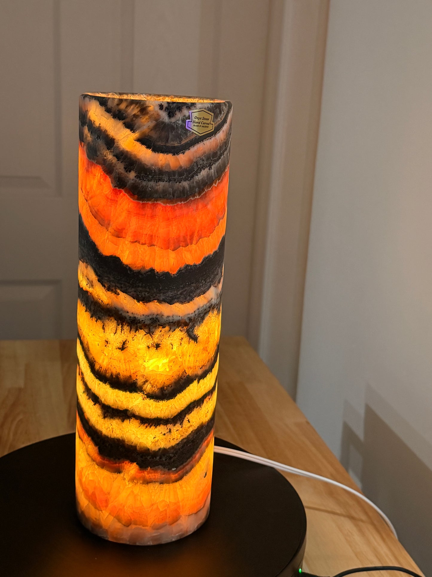 13" Tall Desk Night Light Multicolor Onyx Cylinder Lamp
