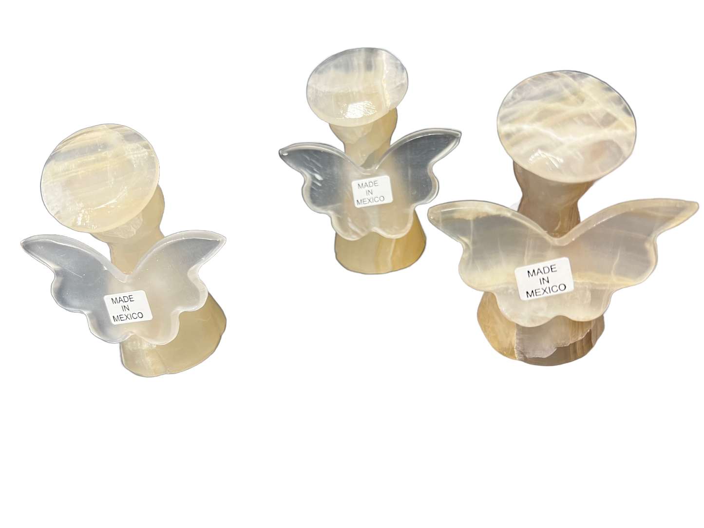 Hand Carved Banded Amber Onyx Angels 3" tall/yellow /brown onyx Angel Figurines/Angel Carving/Carved Onyx/Halo/Crystal Carved Angel/Crystal