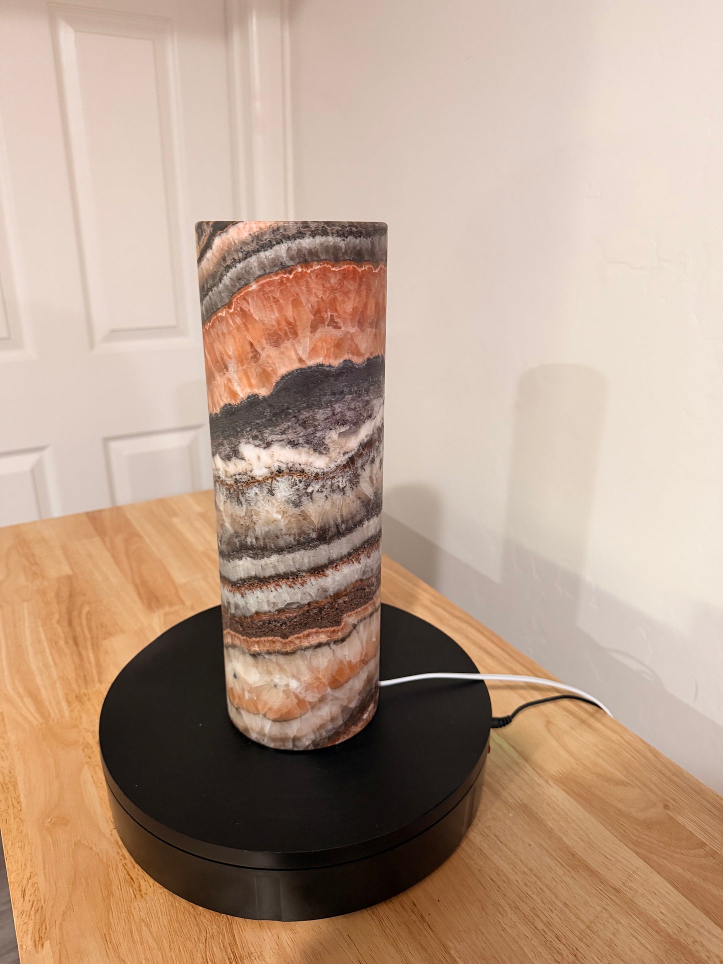 13" Tall Desk Night Light Multicolor Onyx Cylinder Lamp