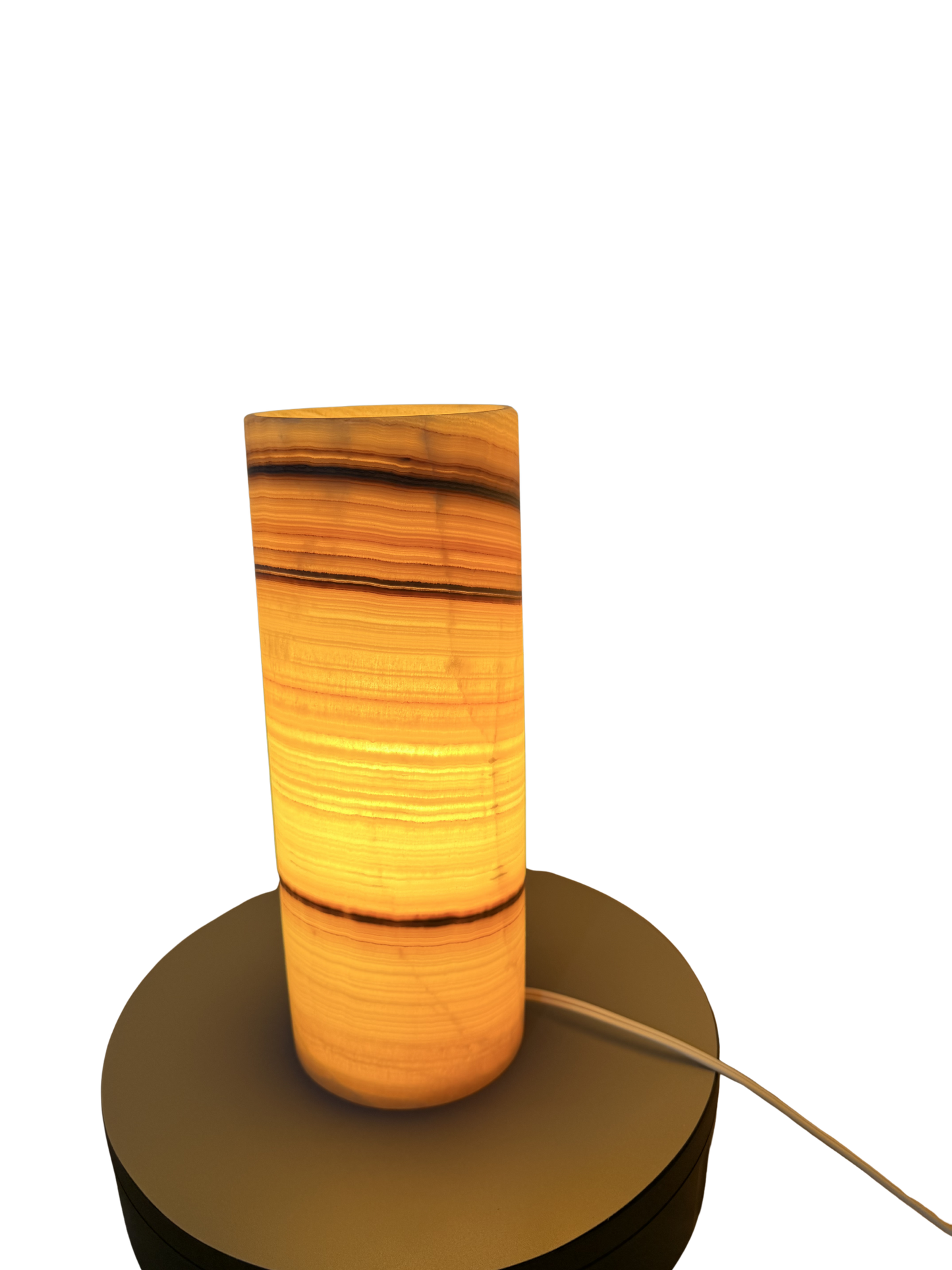 Petite Tangerine Cylinder Onyx Lamp 12"X5"/Crystal Lamp/Crystal tower lamp/Desk Lamp/Nightstand Lamp/Stone Lamp/Beautiful Lamp