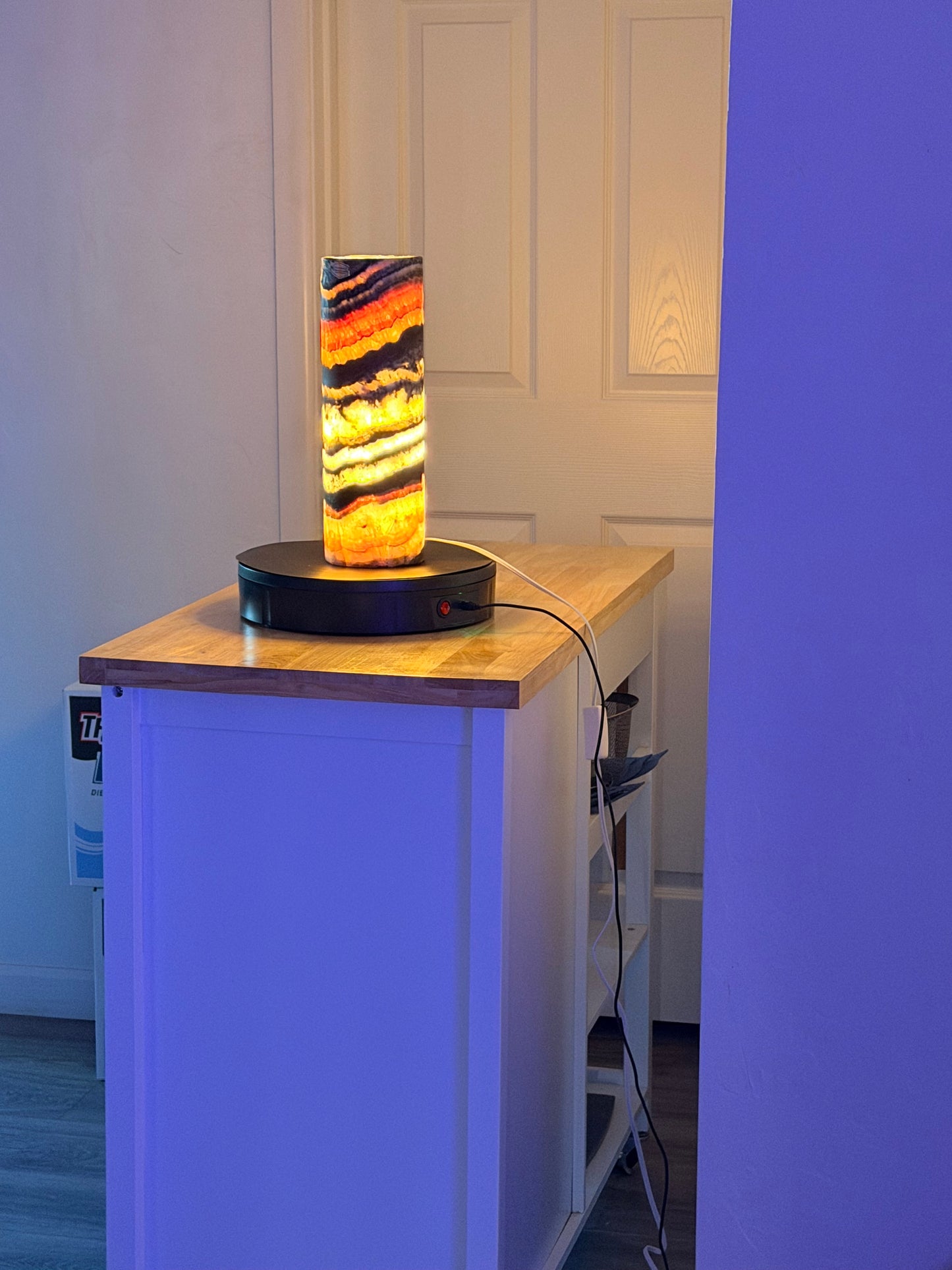 13" Tall Desk Night Light Multicolor Onyx Cylinder Lamp