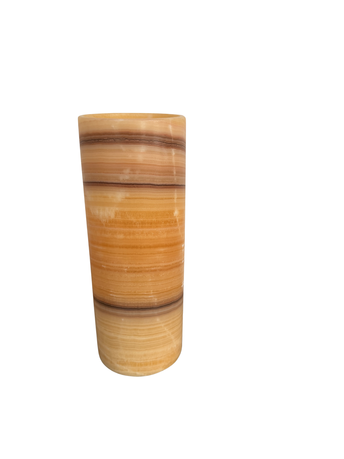 Petite Tangerine Cylinder Onyx Lamp 12"X5"/Crystal Lamp/Crystal tower lamp/Desk Lamp/Nightstand Lamp/Stone Lamp/Beautiful Lamp