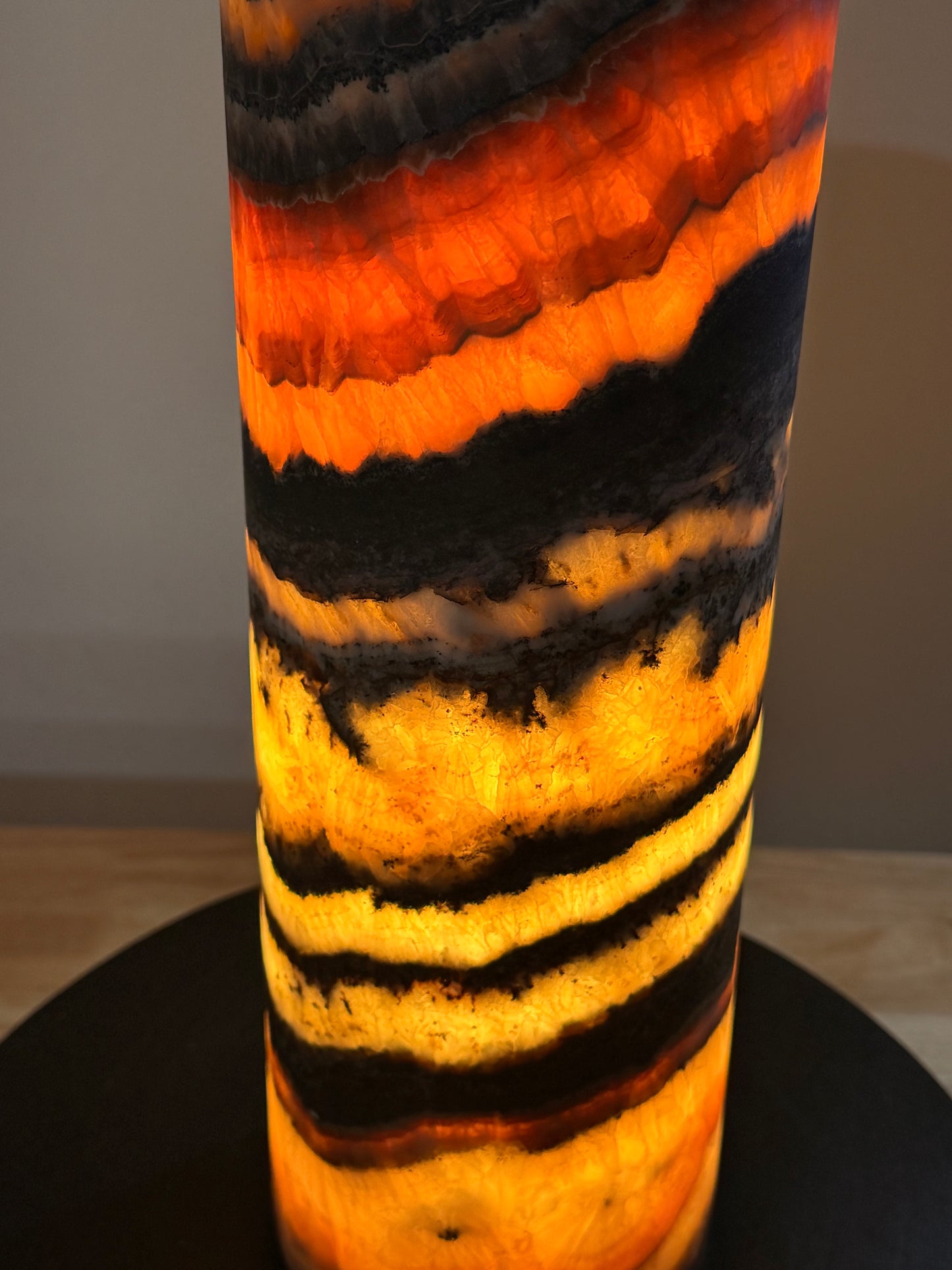 13" Tall Desk Night Light Multicolor Onyx Cylinder Lamp