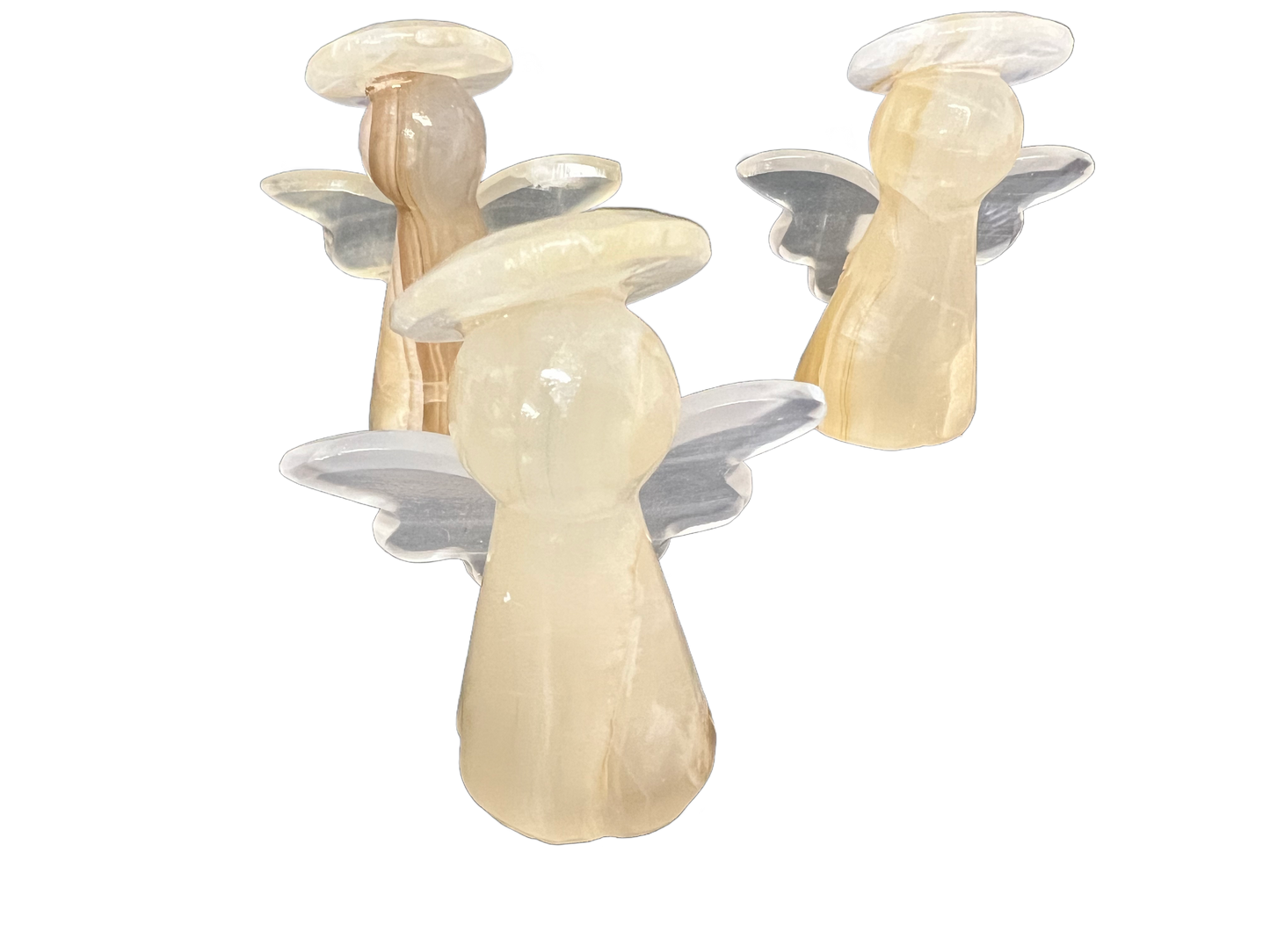 Hand Carved Banded Amber Onyx Angels 3" tall/yellow /brown onyx Angel Figurines/Angel Carving/Carved Onyx/Halo/Crystal Carved Angel/Crystal