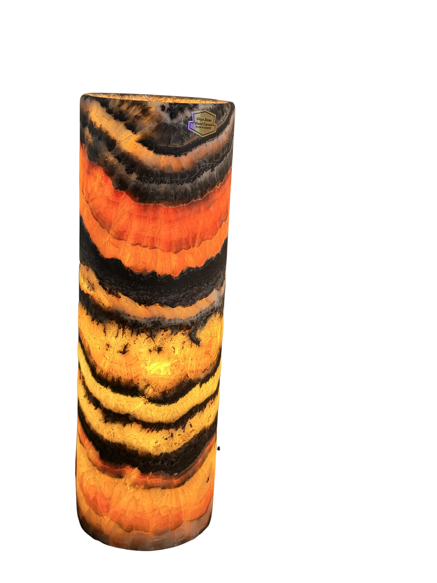 13" Tall Desk Night Light Multicolor Onyx Cylinder Lamp