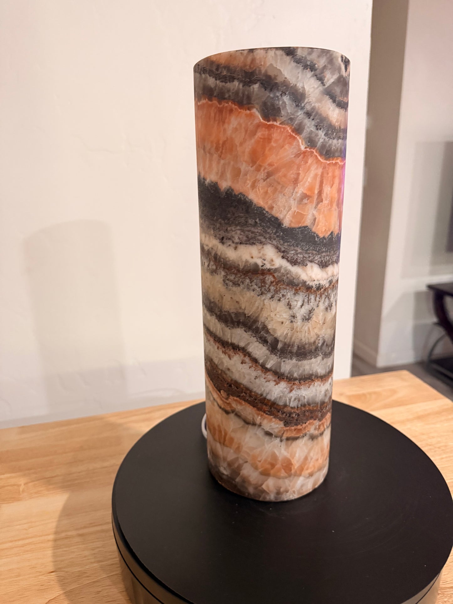 13" Tall Desk Night Light Multicolor Onyx Cylinder Lamp