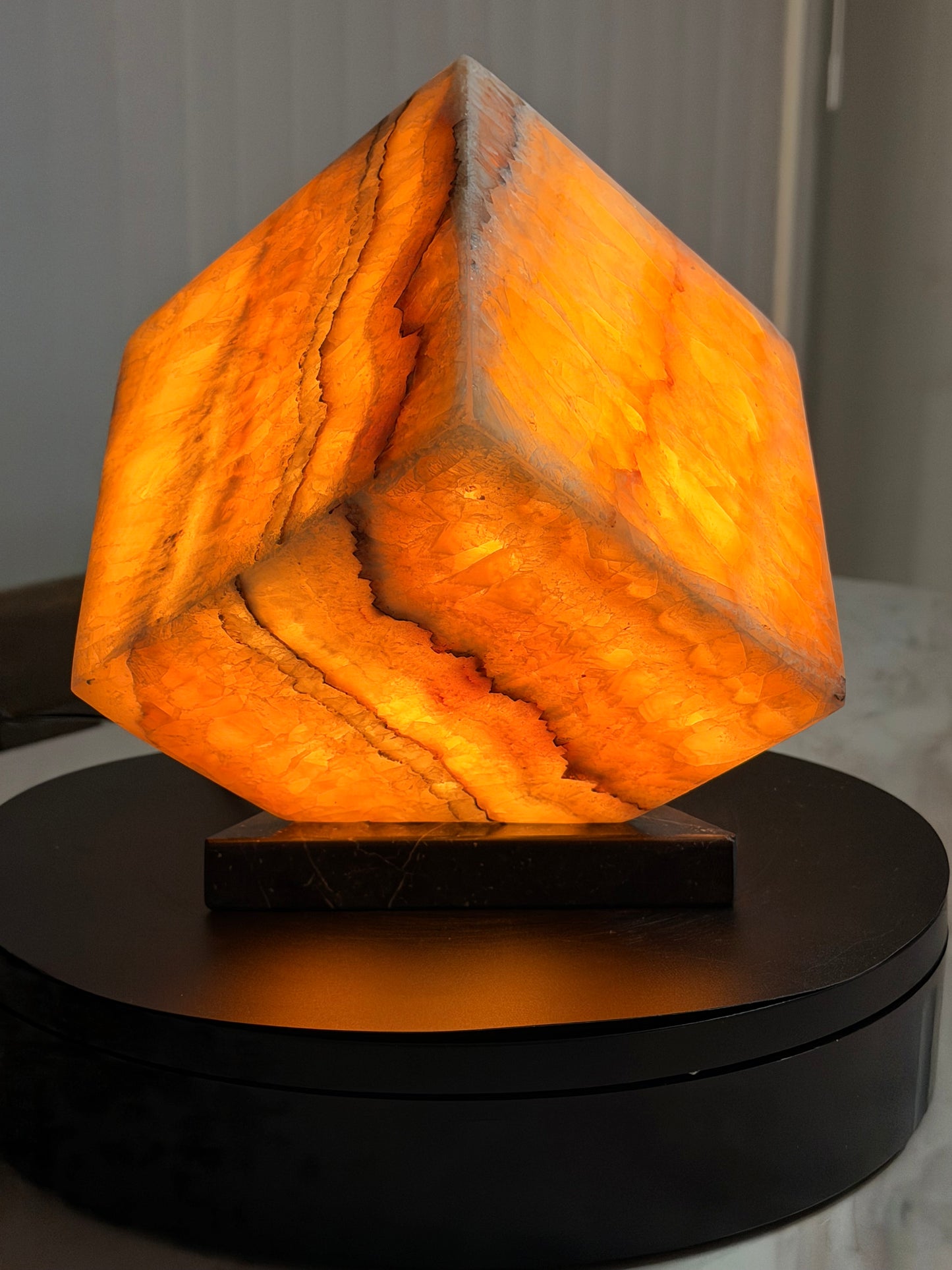 Golden Honey Onyx -Multi Color Onyx Cube Shape Lamp 6"X6"X6"" /Cute Stone Light/Night Lamp/Desk Lamp/Living Room Lamp