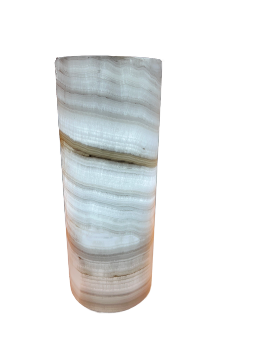 Translucent White Onyx Pillar Cylinder Lamp/Elegant Stone Lamp/ Table Lamp/One of a kind  Lamp/Exquisite Lamp/Night Lamp12X5"Gift for her