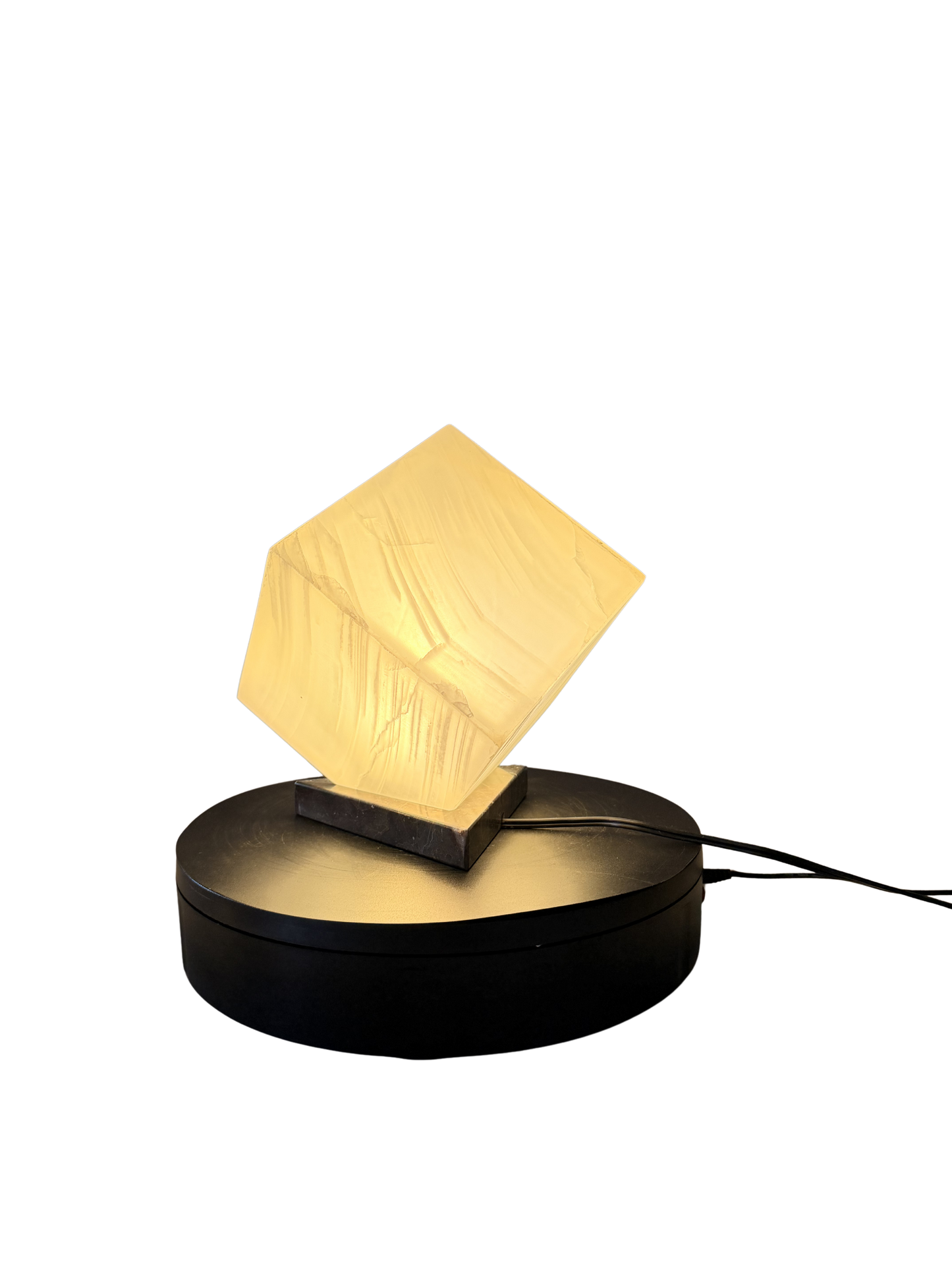 Elegant Cube Shape Night Light   /Translucent White Onyx Lamp  /Fancy Stone Lamp/ Table Lamp/One of a kind Stone Lamp/6"X6"X 6"