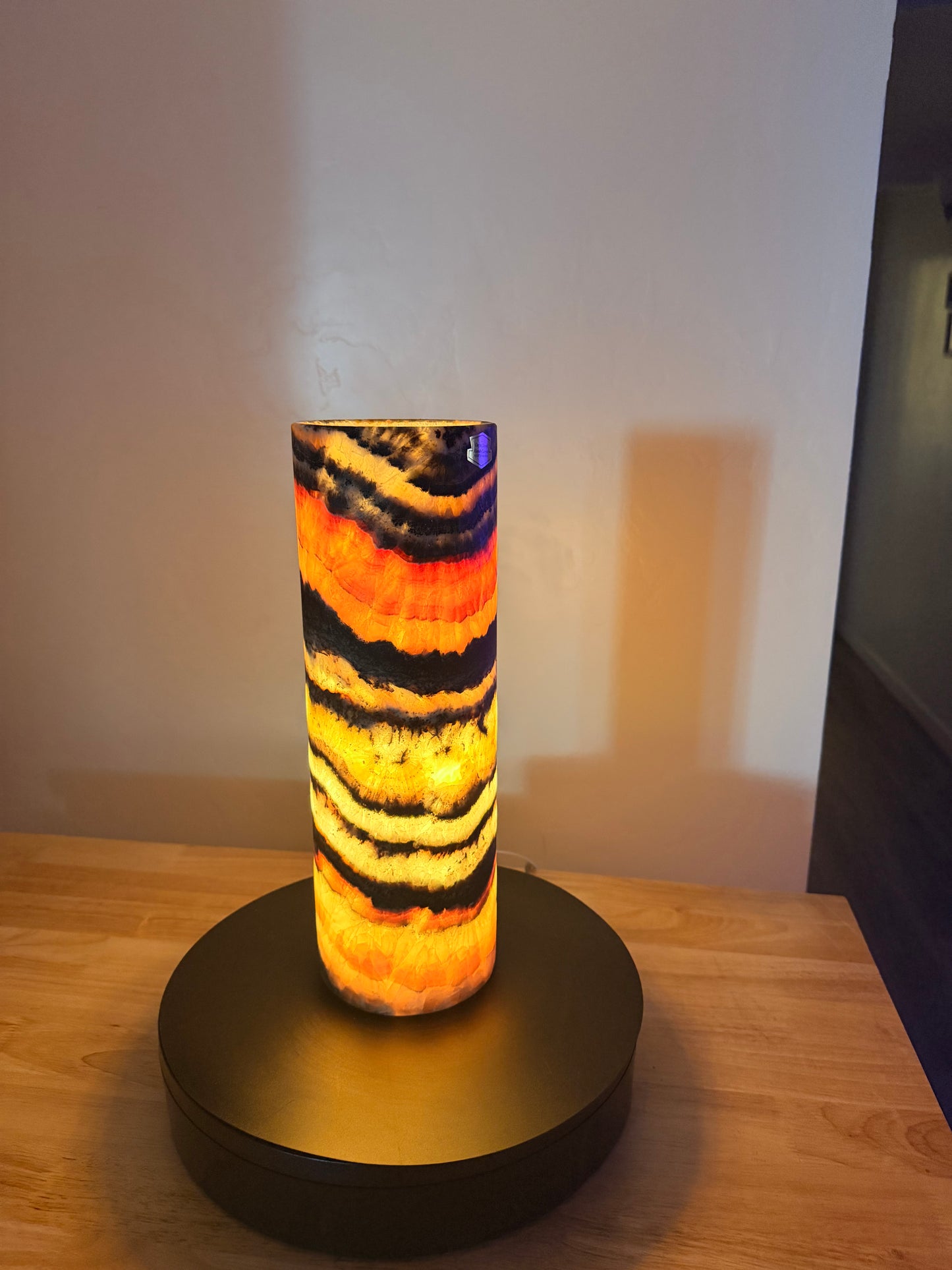 13" Tall Desk Night Light Multicolor Onyx Cylinder Lamp