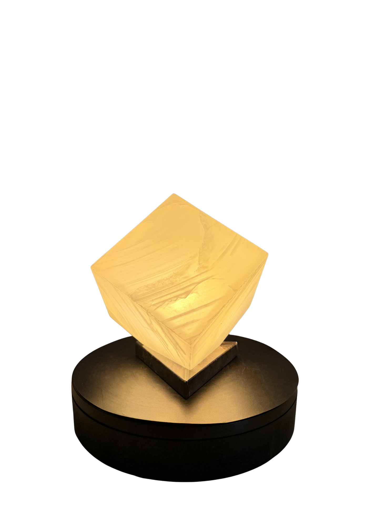 Elegant Cube Shape Night Light   /Translucent White Onyx Lamp  /Fancy Stone Lamp/ Table Lamp/One of a kind Stone Lamp/6"X6"X 6"