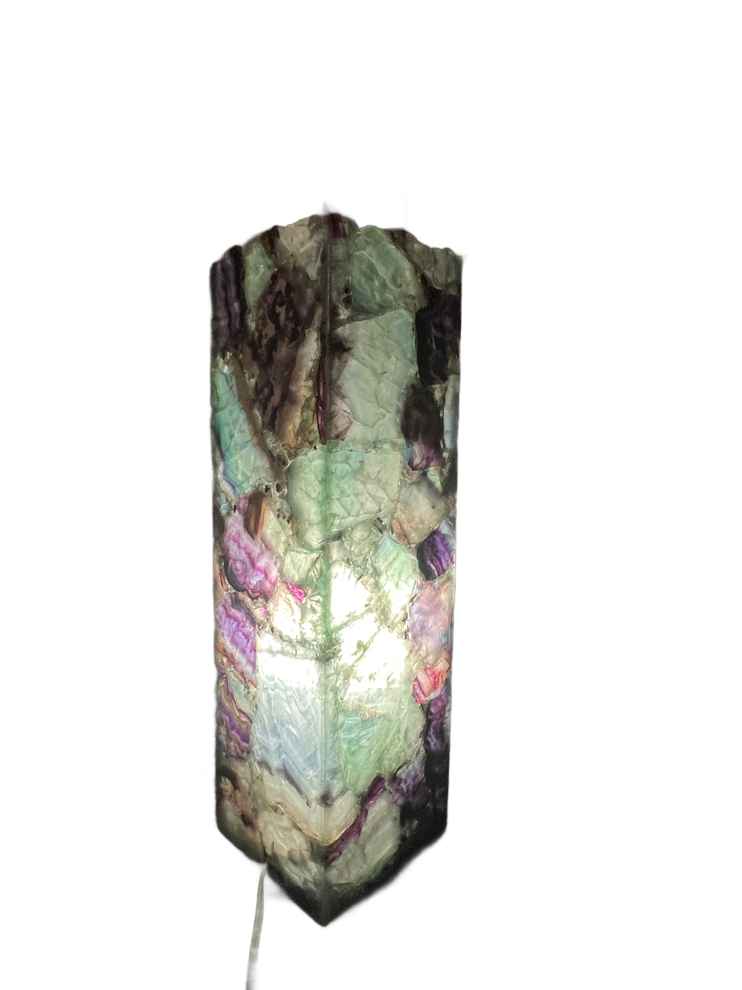 Fluorite Lamps Tall (rustic open  top)/Hand carved/Rainbow Fluorite  /Stunning Fluorite Lamp/Decoration Lamp/Decor Lamp