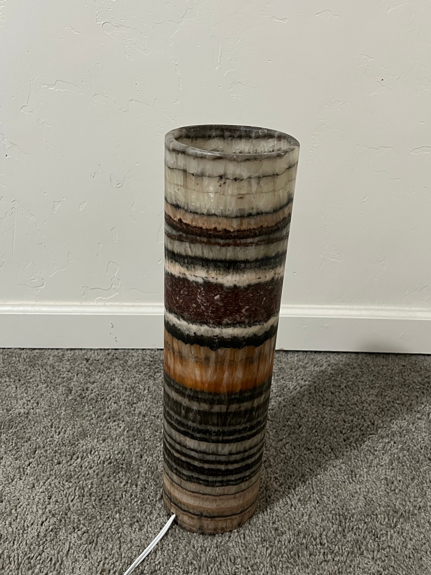 Hand Carved Multi Color Onyx Cylinder Lamp 18"X5" /One ok a kind cylinder lamp /crystal lamp/stunning lamp/breathtaking color lamp