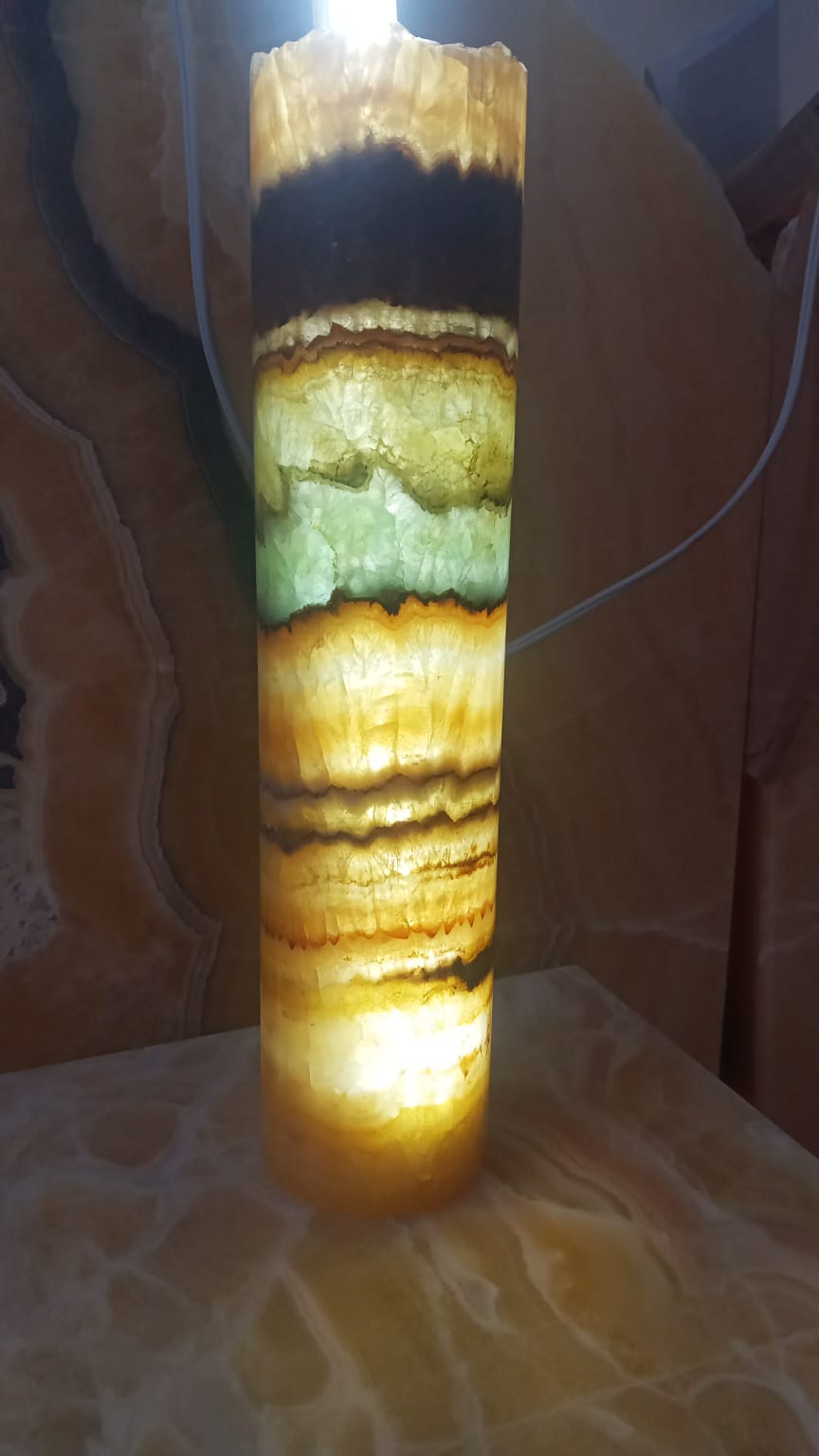 Cylinder Desk Lamp/Onyx Lamp/ Onyx Crystal Lamp 13"X3"/Onyx Tower Lamp /Stone Lamp/Decoration Lamps