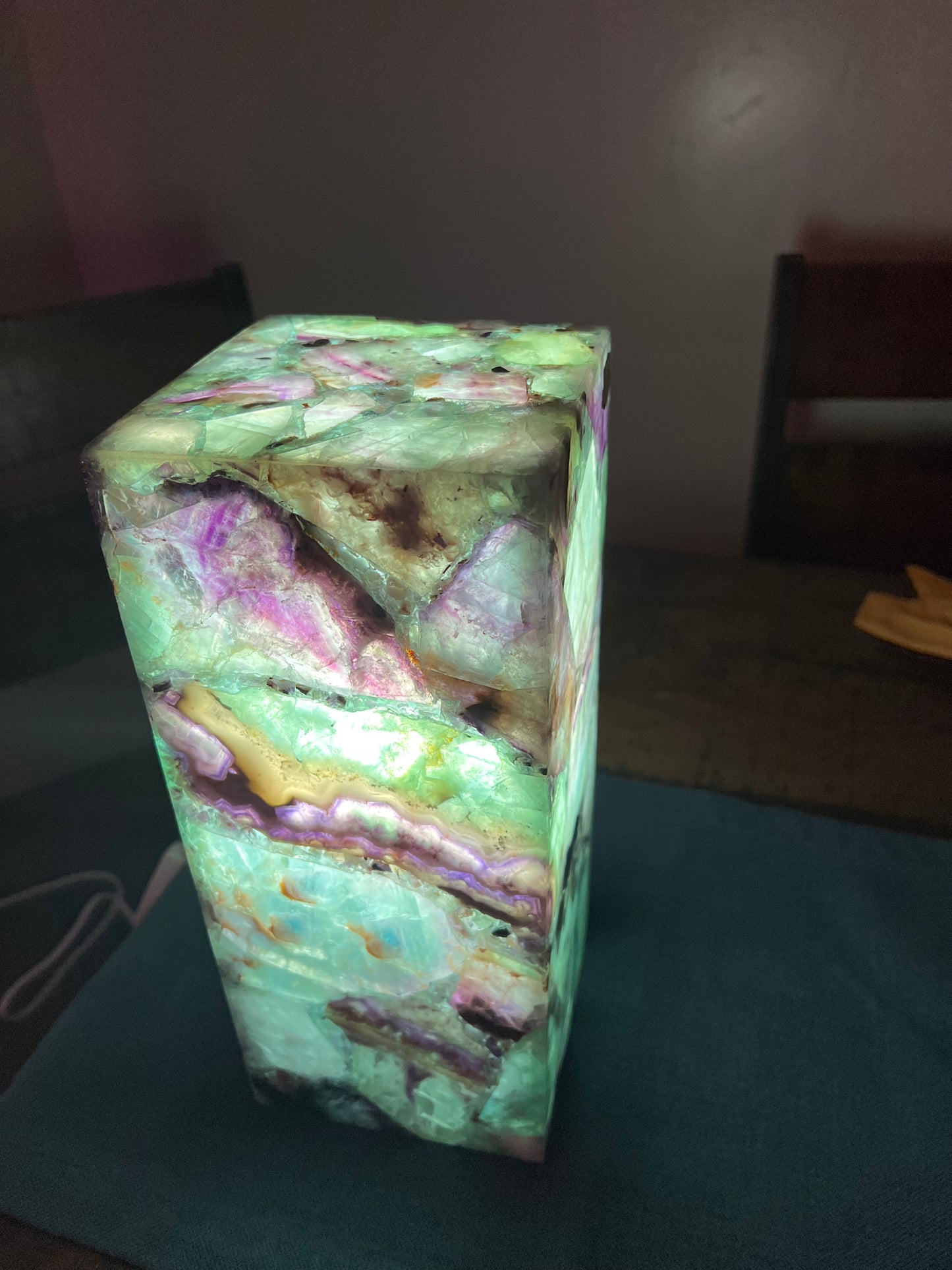 Rainbow Fluorite Lamps Small (closed top)/Hand carved/Fluorite Lamp Petite /Stunning Fluorite Lamp/Decoration Lamp