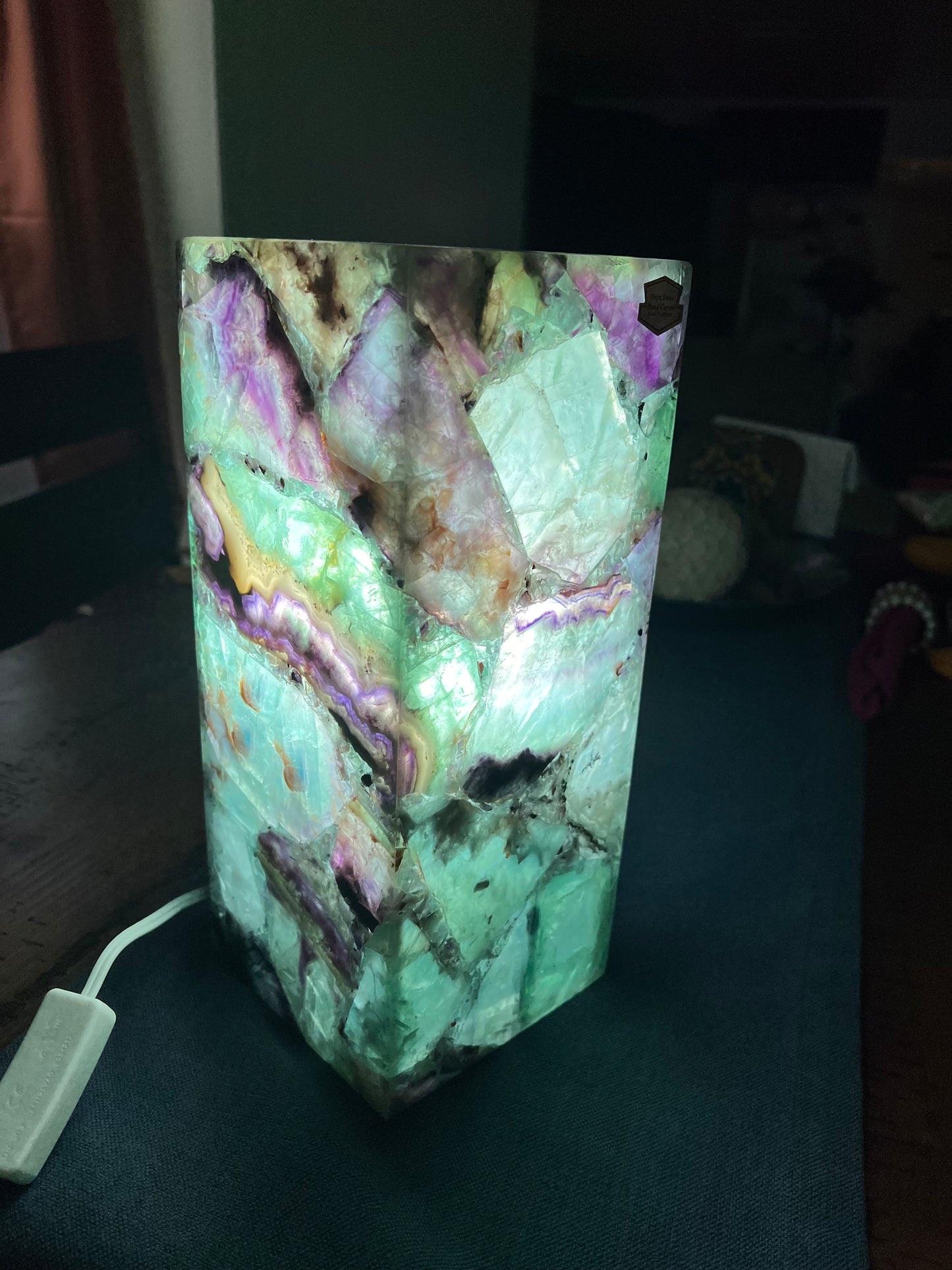 Rainbow Fluorite Lamps Small (closed top)/Hand carved/Fluorite Lamp Petite /Stunning Fluorite Lamp/Decoration Lamp